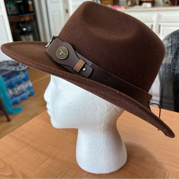 Cowboy Hat Women Western with Cow Head leather band sombrero adjustable - Picture 2 of 9